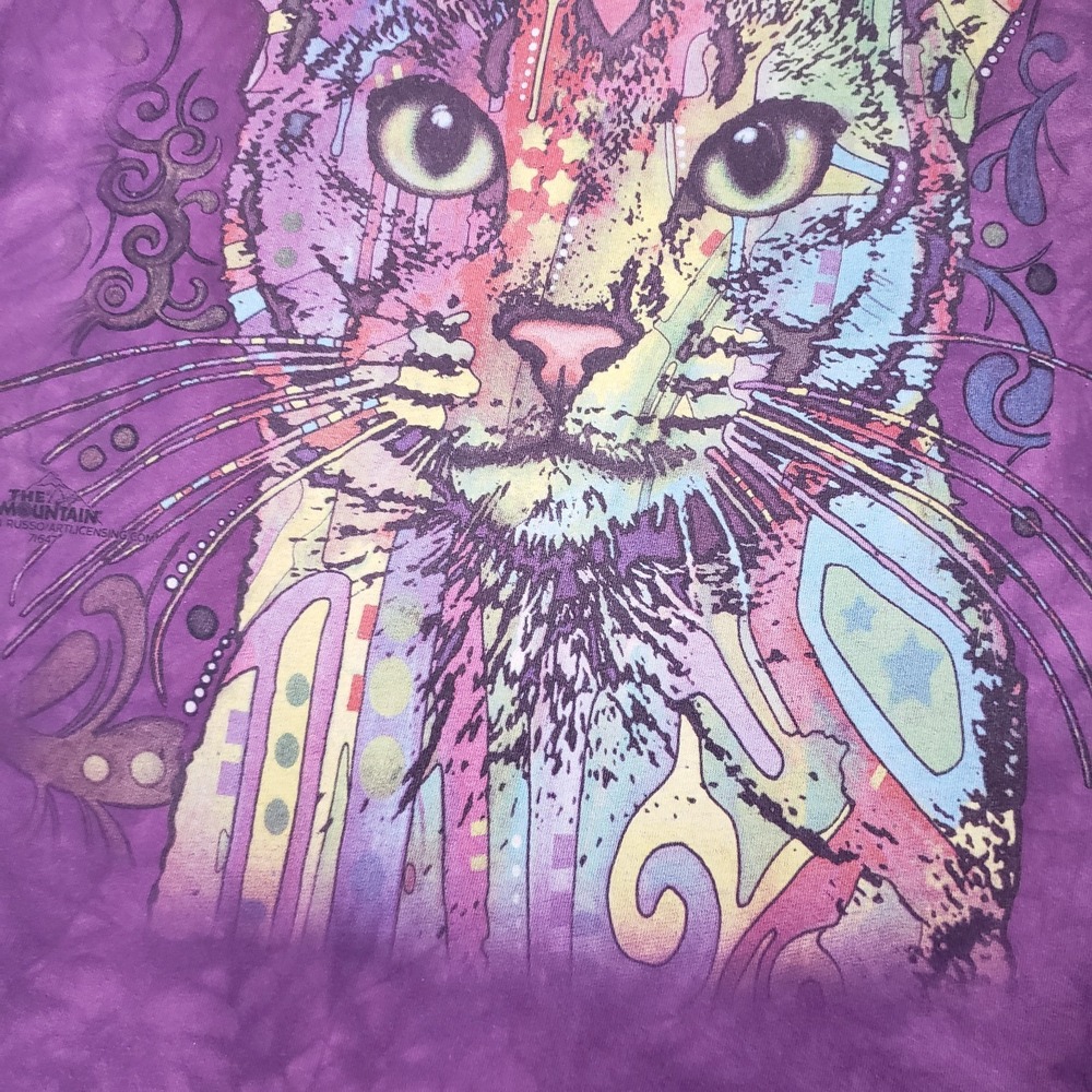 The Mountain Cat Face Shirt Kitty Tie Dye Hippie 70s Psychedelic Trippy - Picture 5 of 10